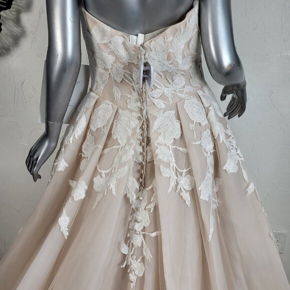 NWT~$1699~ALLURE BRIDAL~12~STRAPLESS CHAMPAGNE IVORY EMBELLISHED WEDDING DRESS - Picture 13 of 16